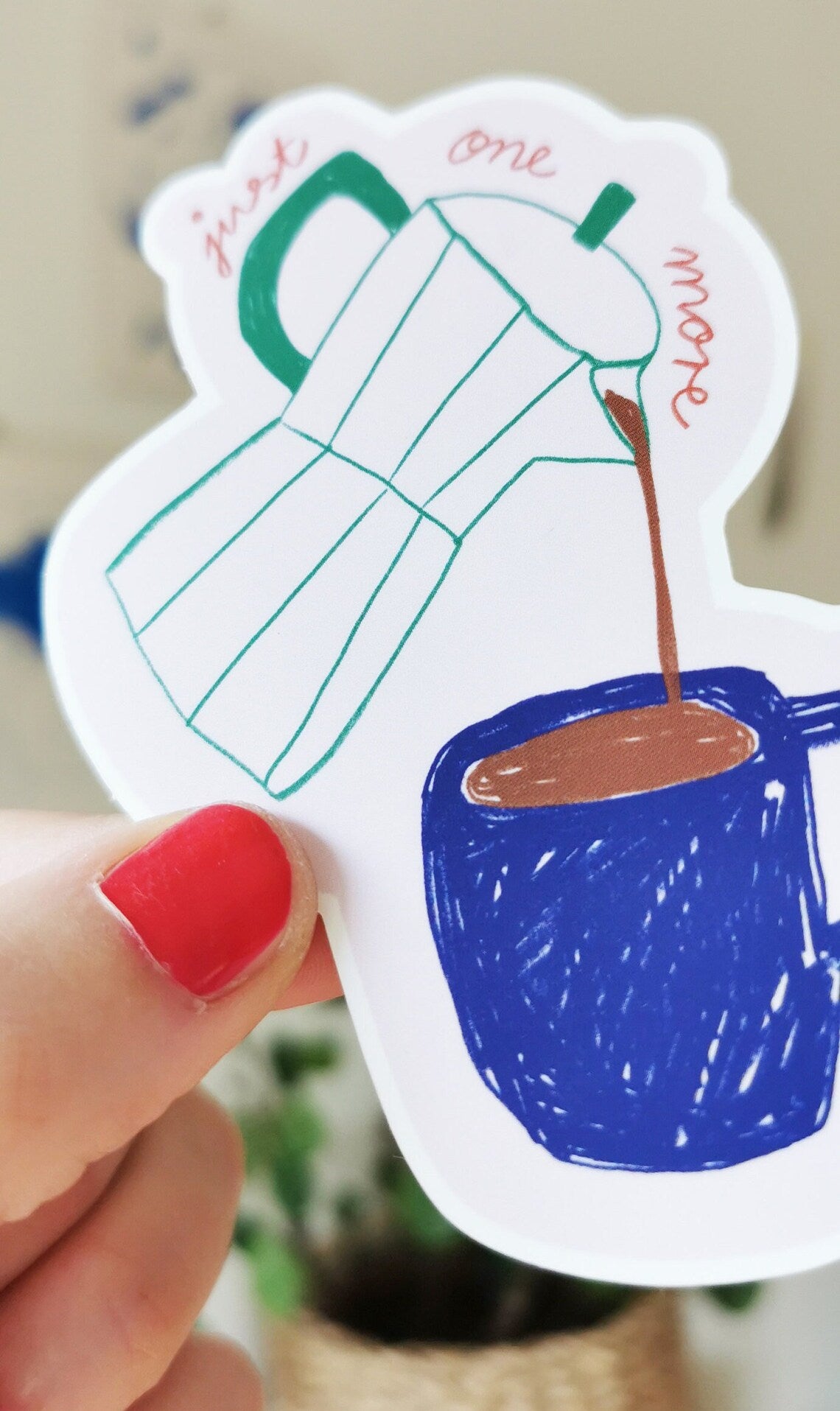 Sticker für KaffeeliebhaberInnen auf zartrosa Grund