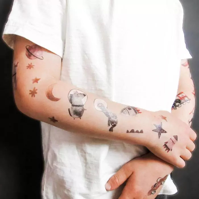 Vegane Kindertattoos - Space