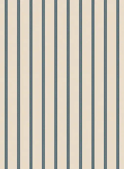 Tapete - 'Ribbon' Blau auf Crème