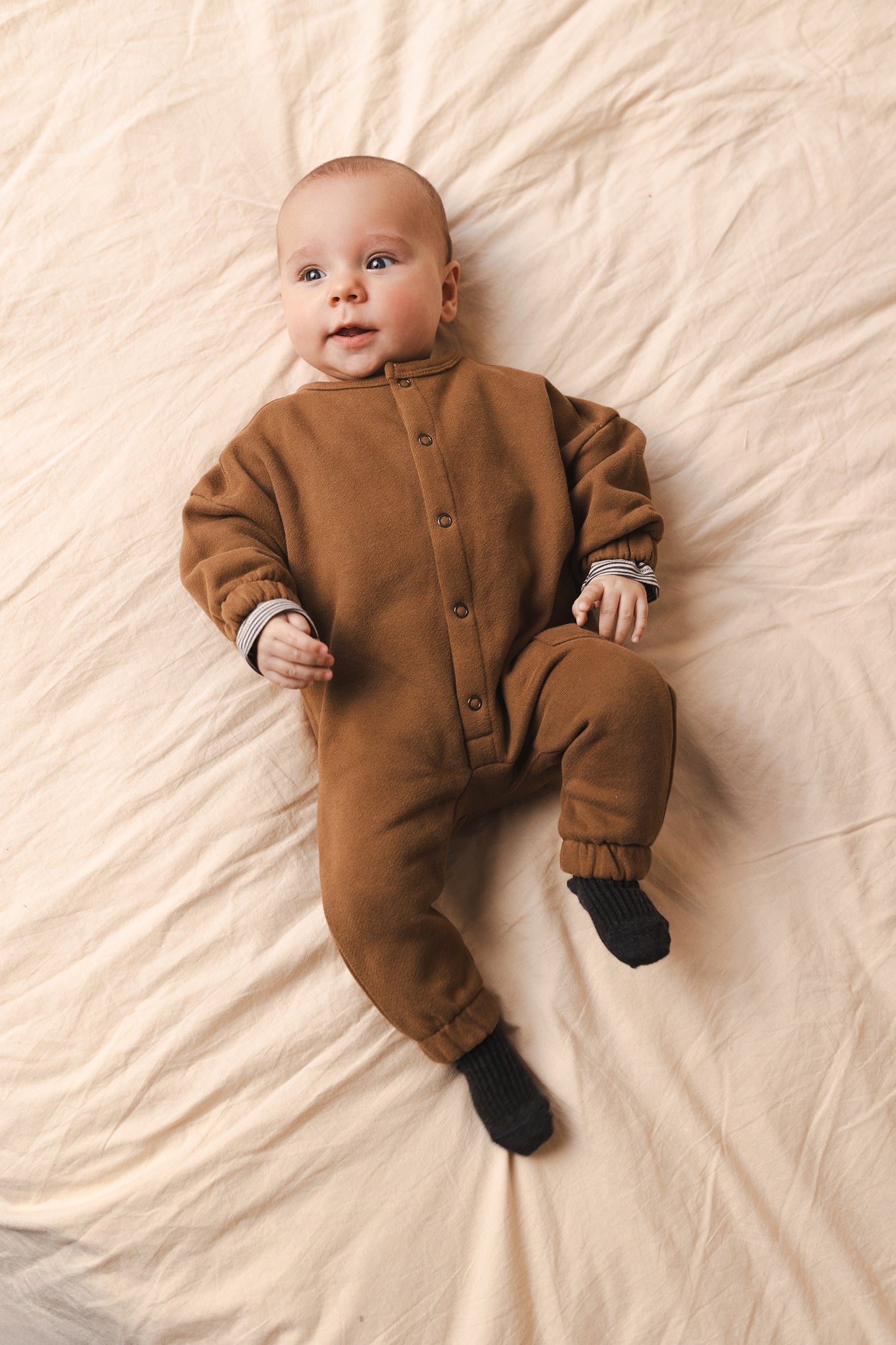 Jumpsuit Chunky Fabric Mix - Sepia Braun