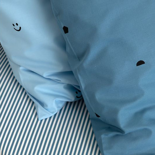 Spannbettlaken 'Stripes' - Jeansblau